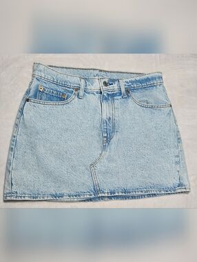 Levis Light Wash Denim Mini Skirt -  Light Pre Whas Blue